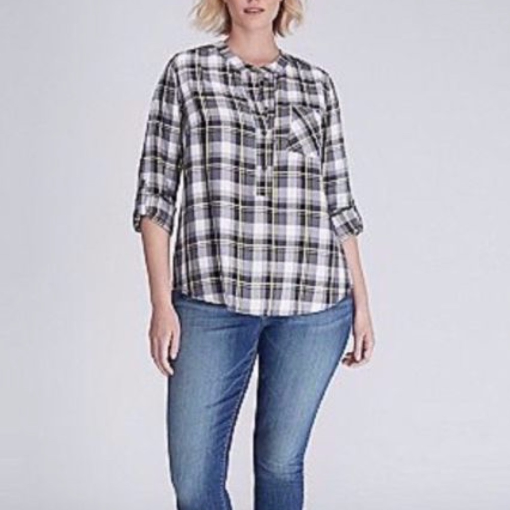 Lane Bryant Plaid Popover Top                   5E